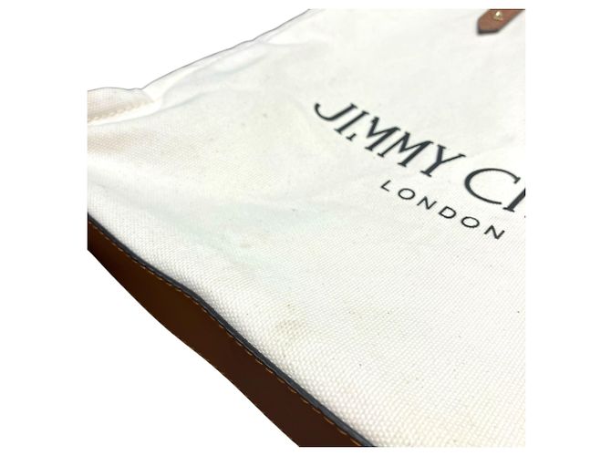 Borsa Tote Jimmy Choo in tela e pelle marrone - vista 8