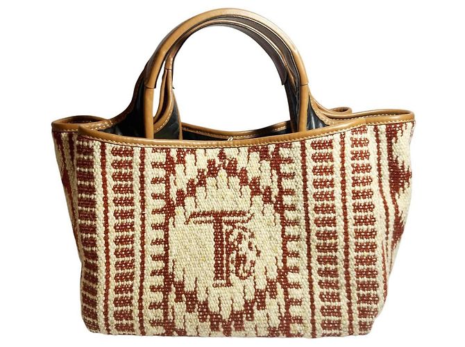 Borsa a mano Tod's beige in pelle e tela - vista 2