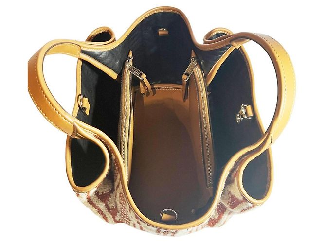 Borsa a mano Tod's beige in pelle e tela - vista 6