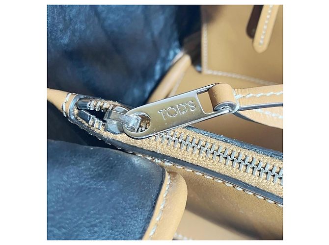 Borsa a mano Tod's beige in pelle e tela - vista 9