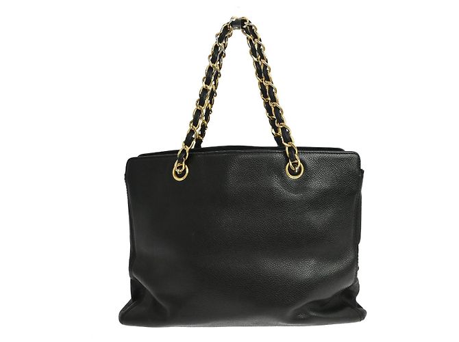 Chanel Vintage Logo Chain Tote Caviar Medium Schwarz - Ansicht 2
