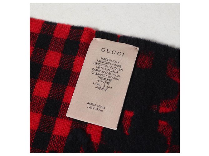 Gucci GG Jacquard Block Check Wollstrick-Schal Schwarz Rot - Ansicht 3