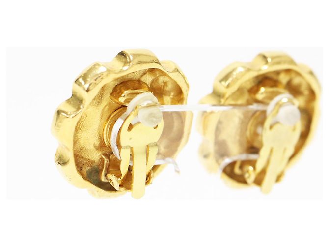 Orecchini a clip Chanel con motivo floreale dorato e perle D'oro - vista 2