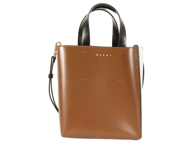 Bolso Tote Marni Mini Museo Castaño Negro Gris - vista 3