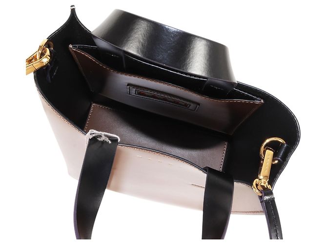 Bolso Tote Marni Mini Museo Castaño Negro Gris - vista 5