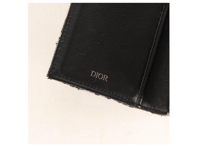 Tarjetero Christian Dior Dior Oblique de lona jacquard Beige Azul marino - vista 4