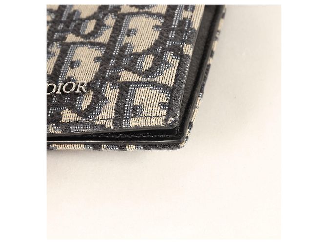 Tarjetero Christian Dior Dior Oblique de lona jacquard Beige Azul marino - vista 5