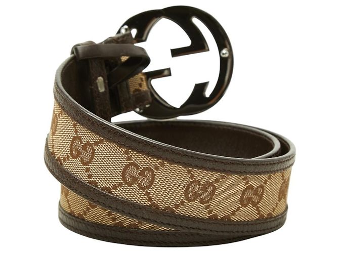 Cintura Gucci GG Canvas Interlocking G Marrone - vista 3