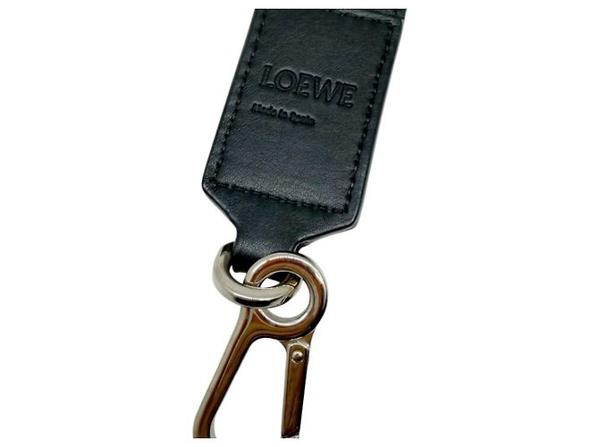 Loewe Anagram Design Leather Bag Strap Black White - view 5