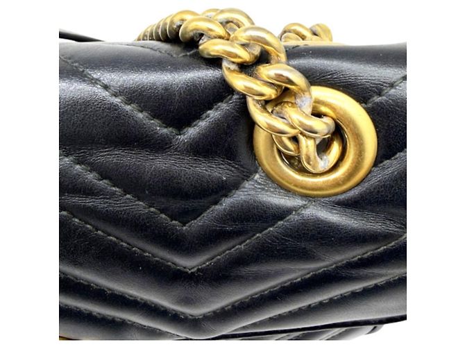 Borsa a tracolla in pelle nera GUCCI GG Marmont Nero - vista 10