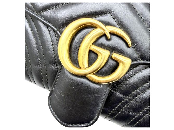 Borsa a tracolla in pelle nera GUCCI GG Marmont Nero - vista 12