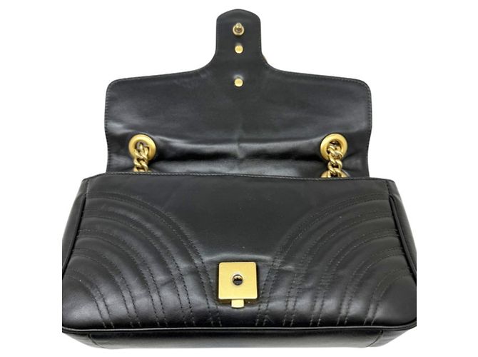 Borsa a tracolla in pelle nera GUCCI GG Marmont Nero - vista 13