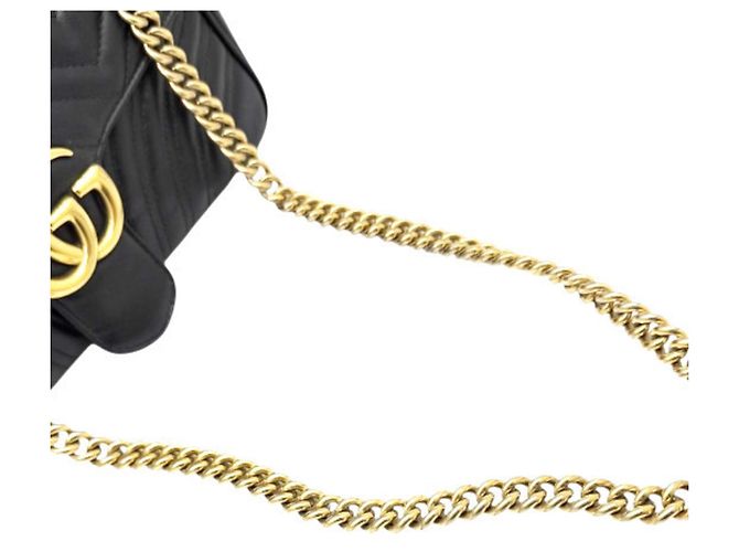 Borsa a tracolla in pelle nera GUCCI GG Marmont Nero - vista 14