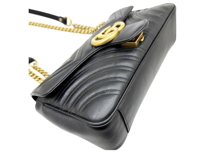 Borsa a tracolla in pelle nera GUCCI GG Marmont Nero - vista 6