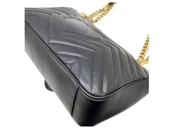 Borsa a tracolla in pelle nera GUCCI GG Marmont Nero - vista 9