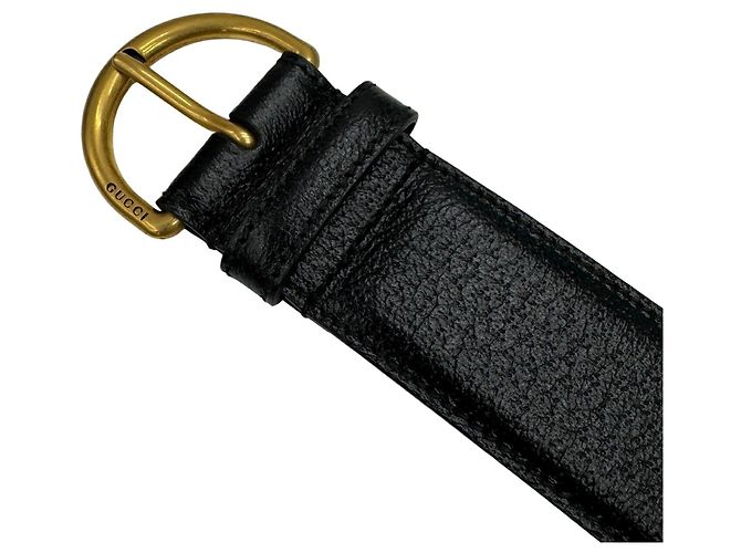 Gucci Ledergürtel in Schwarz mit goldener Hardware - Ansicht 2