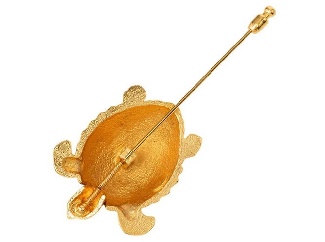 Spilla vintage Chanel Coco Mark con motivo a tartaruga D'oro - vista 2