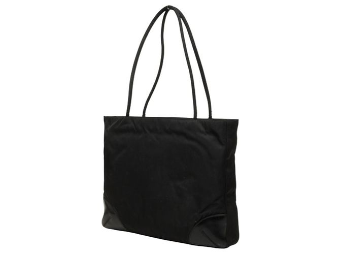 Sac Tote Prada avec plaque logo triangle Noir - vue 2