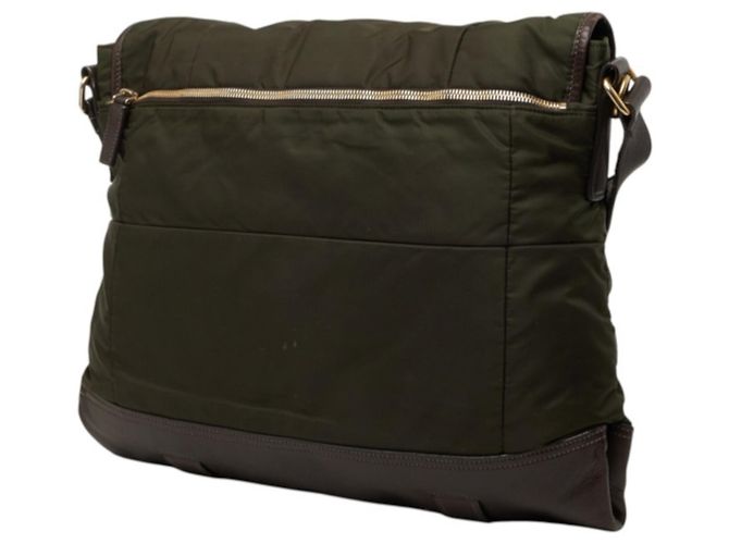 Bolsa Messenger Prada em nylon cáqui e couro Caqui - vista 2