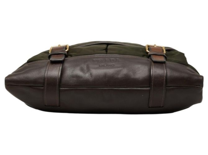Bolsa Messenger Prada em nylon cáqui e couro Caqui - vista 3