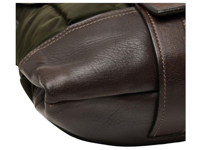 Bolsa Messenger Prada em nylon cáqui e couro Caqui - vista 5