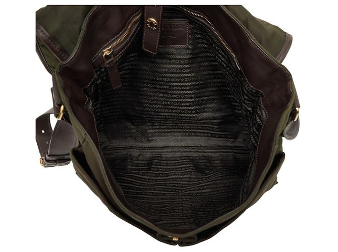 Bolsa Messenger Prada em nylon cáqui e couro Caqui - vista 6
