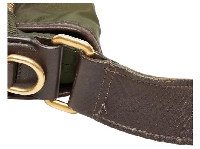 Bolsa Messenger Prada em nylon cáqui e couro Caqui - vista 8