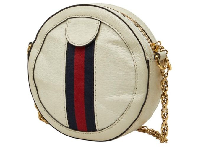 Borsa a tracolla Gucci Ophidia Mini Round Double G Web Stripe Bianco - vista 2