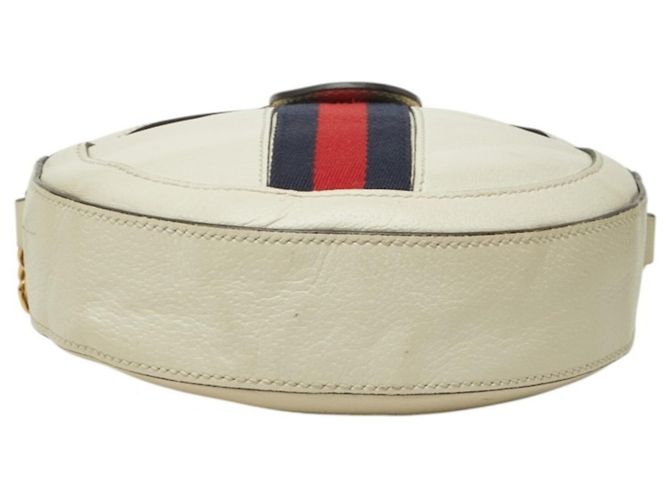 Borsa a tracolla Gucci Ophidia Mini Round Double G Web Stripe Bianco - vista 3