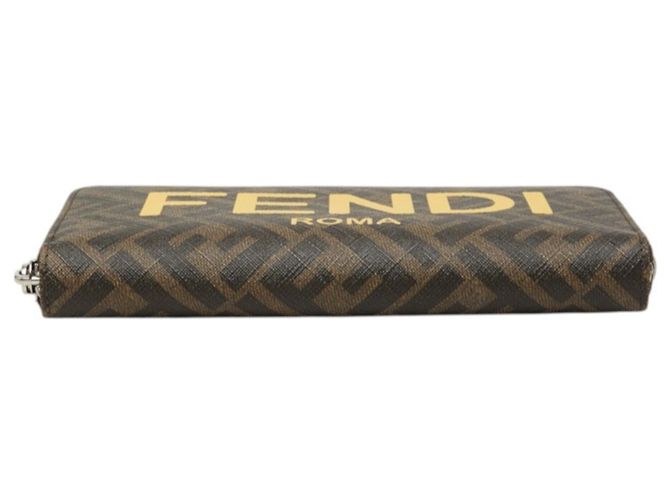 Fendi Zucca Rundes Long-Wallet mit Reißverschluss Braun Gelb - Ansicht 3