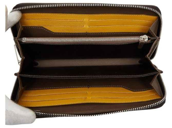 Fendi Zucca Rundes Long-Wallet mit Reißverschluss Braun Gelb - Ansicht 6