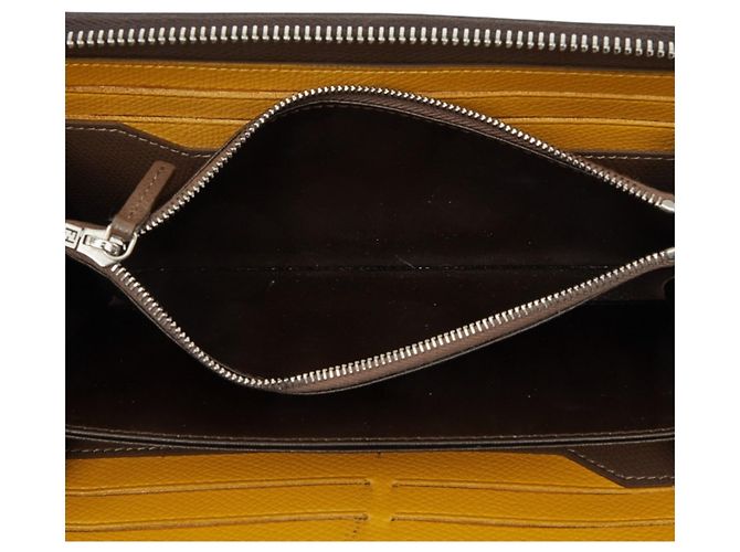 Fendi Zucca Rundes Long-Wallet mit Reißverschluss Braun Gelb - Ansicht 7