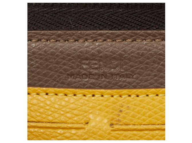 Fendi Zucca Rundes Long-Wallet mit Reißverschluss Braun Gelb - Ansicht 9