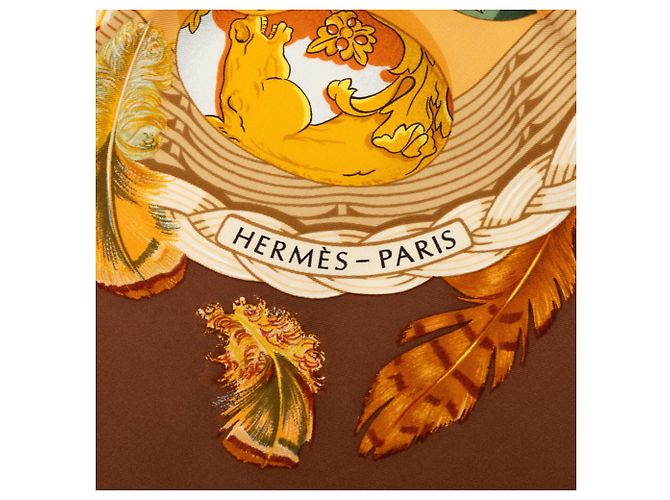 Hermès Hermes Carre 90 Couvee d'Hermes Egg Scarf Marrone Multicolore - vista 4