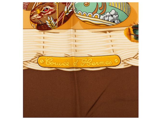 Hermès Hermes Carre 90 Couvee d'Hermes Egg Scarf Marrone Multicolore - vista 6