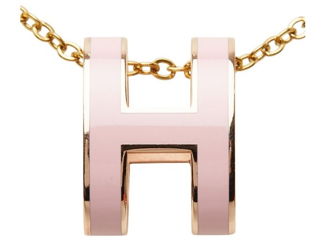 Hermès Hermes Pop H Anhänger Halskette Pink Golden - Ansicht 2