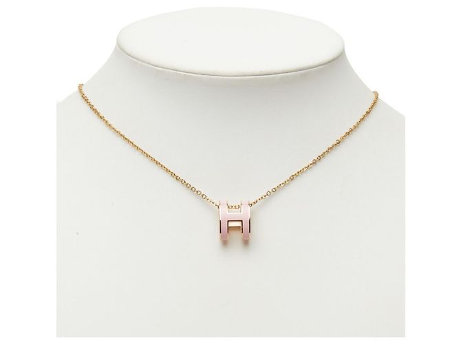 Hermès Hermes Pop H Anhänger Halskette Pink Golden - Ansicht 9
