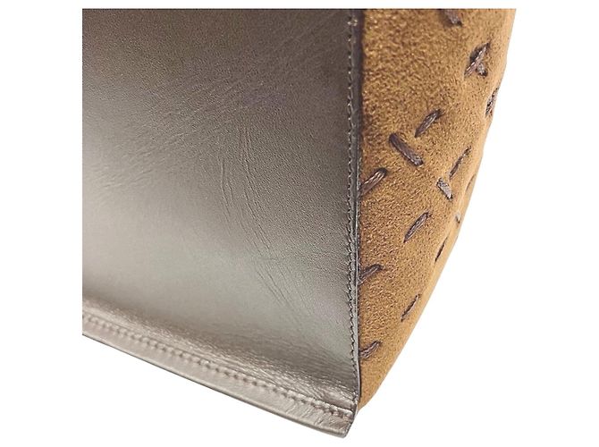 Borsa Tote Burberry in tela e pelle marrone - vista 5