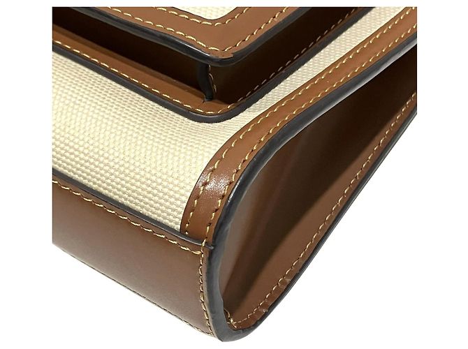Borsa Burberry in tela e pelle Marrone Bianco - vista 8