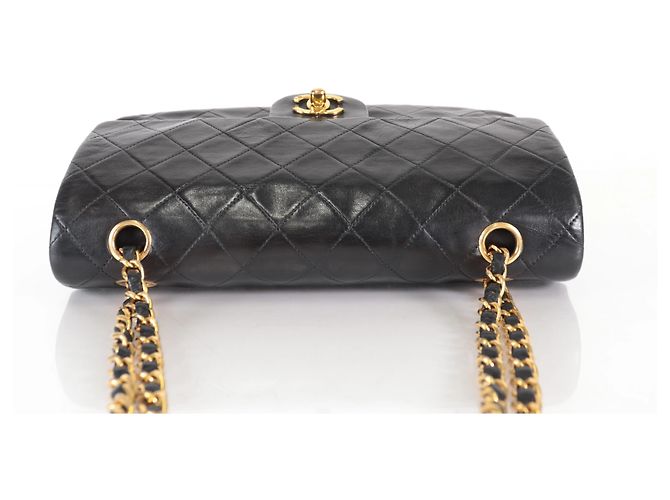 Chanel Vintage Classic Double Flap Quilted Lambskin Medium Noir - vue 5