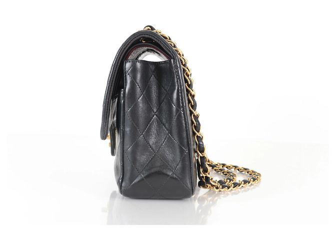 Chanel Vintage Classic Double Flap Quilted Lambskin Medium Noir - vue 7