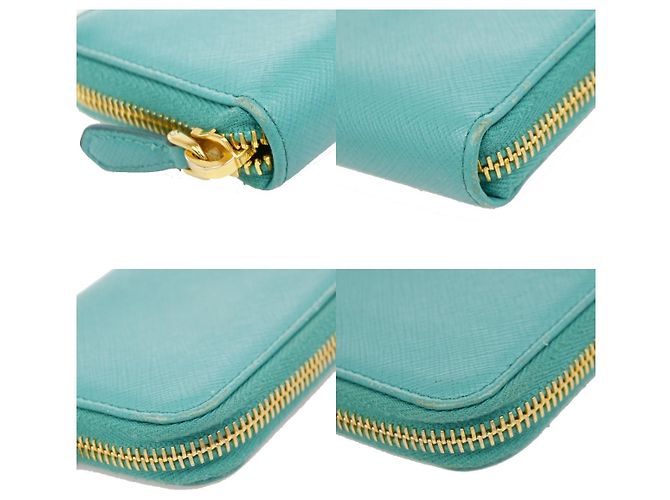 Prada Zip Around Saffiano Leather Small Blue - view 7