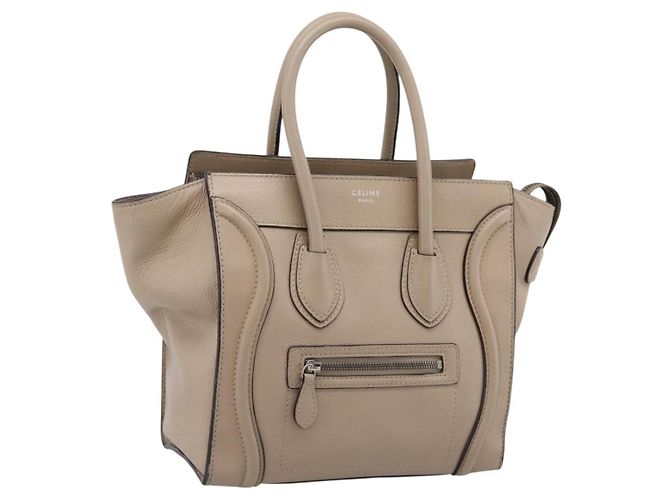 Céline Celine Luggage Grainy Leather Micro Bege - vista 3