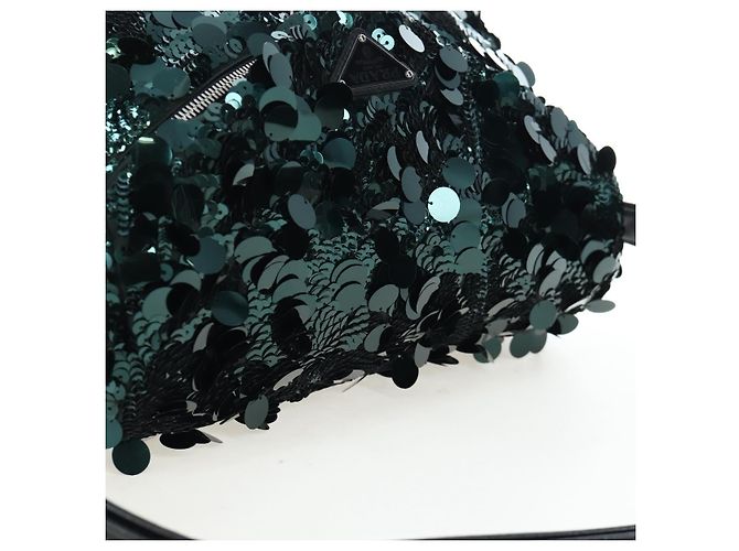 Sac à épaule Prada à sequins Vert - vue 7
