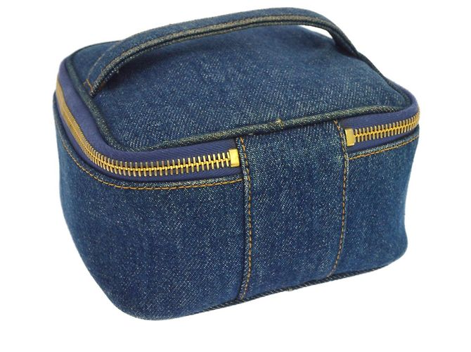 Vanity Neceser Chanel de denim acolchado Azul - vista 2