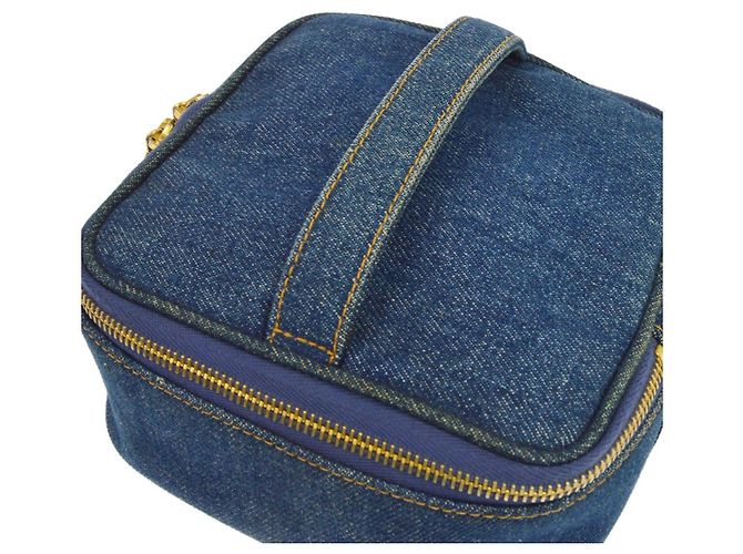 Vanity Neceser Chanel de denim acolchado Azul - vista 5