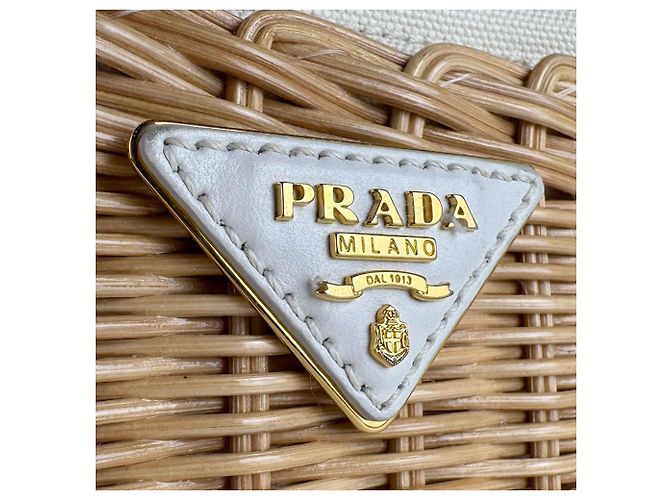 Bolsa de ombro Prada em lona marfim Cru - vista 10