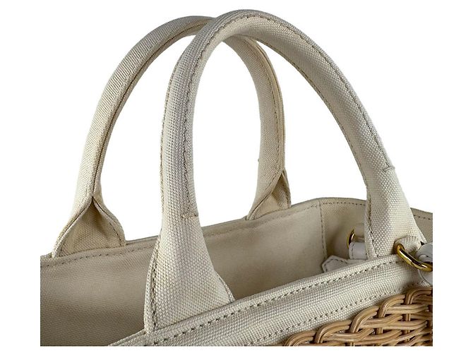 Bolsa de ombro Prada em lona marfim Cru - vista 9