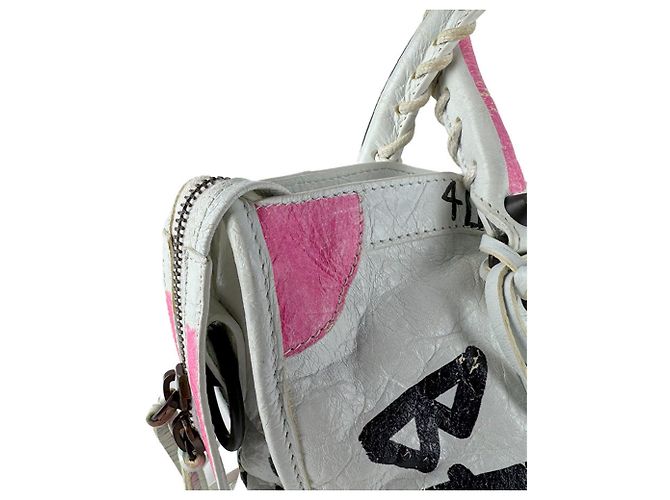 Borsa Balenciaga Classic City Graffiti Nero Rosa Bianco - vista 5