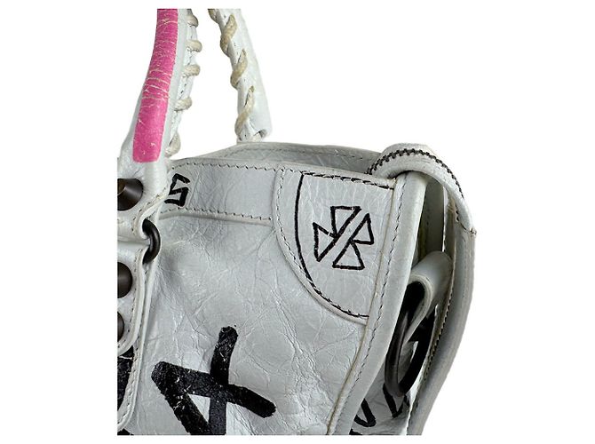 Borsa Balenciaga Classic City Graffiti Nero Rosa Bianco - vista 6